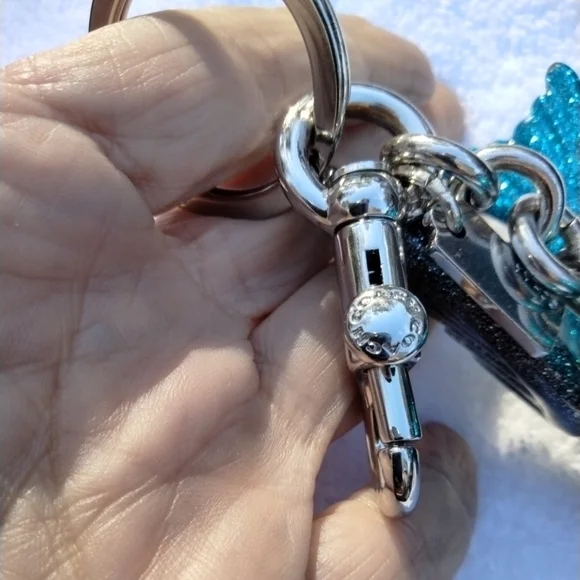 Very Rare Coach Teal Bird Glitter Resin Bag Charm Style #21395 - Picture 4 of 10